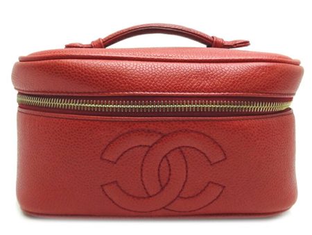 Chanel Vanity Bag Ladies Handbag Caviar Skin Red Hot on Sale