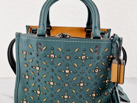 Coach 1941 Rogue 25 in Dark Turquoise With Prairie Rivets Pebble Leather Satchel - Coach 21590 Online Sale