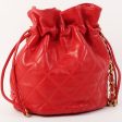 Chanel Around 1985~1990 Made Cc Mark Stitch Mini Drawstring Chain Bag Red on Sale