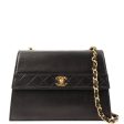 Chanel Around 1992 Made Design Flap Turn-Lock Chain Bag Black Discount