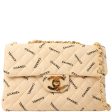 Chanel Around 1995 Made Canvas Logo Print Classic Flap Chain Bag Maxi Beige For Sale