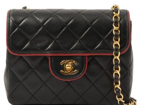 Chanel Around 1990 Made Bicolor Classic Flap Chain Bag Mini Black Bordeaux on Sale