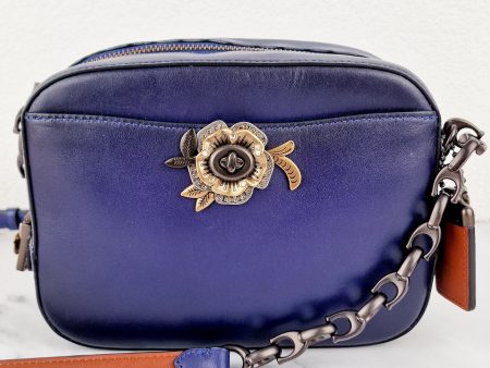 Coach 1941 Camera Bag with Tea Rose Turnlock Scalloped Edge C-Chain Strap Cadet Blue Purple Crossbody Bag - Coach 29094 on Sale