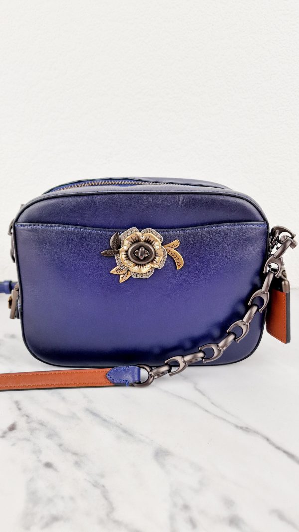 Coach 1941 Camera Bag with Tea Rose Turnlock Scalloped Edge C-Chain Strap Cadet Blue Purple Crossbody Bag - Coach 29094 on Sale