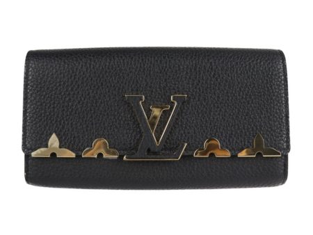 Louis Vuitton Portefeuille Capucines Long Wallet M64551 Taurillon Leather Noir Bifold Monogram Flower Corolla Online Sale