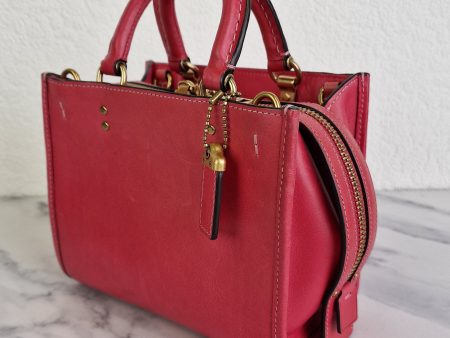 Coach 1941 Rogue 17 in Bright Carmine Red Pink Original Natural Leather - Handbag Mini Bag Crossbody Bag - Coach C3870 Fashion