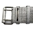 CHANEL - 08P Belt - Metallic Silver Diamond Perforated Logo Stamped - 80 32 For Sale