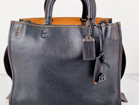 Coach 1941 Rogue 31 Black Pebble Leather Bag with Honey Suede - Classic Handbag - Coach 38124 Online now