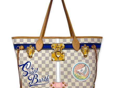 Neverfull MM Summer Trunks St. Barth Damier Azure Handbag Luxury Designer By Louis Vuitton  Size: Large For Discount