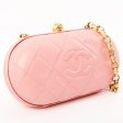 Chanel Around 1992 Made Cc Mark Stitch Metal Clasp Mini Chain Shoulder Bag Pink Supply