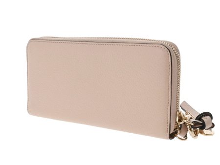 CHLOE  Alphabet Round Wallet Beige Ladies Leather Embossed Long Online