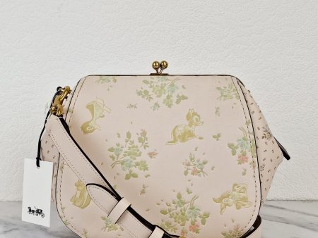 Disney x Coach 1941 Frame Bag With Bambi Print in Chalk Smooth Leather - Kisslock Crossbody Bag - Coach 68892 Online