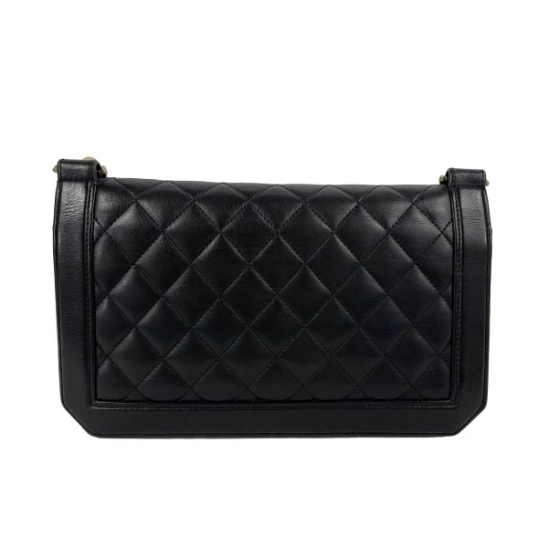 CHANEL - Black Quilted Diamond Flap - CC Calfskin 3 Ring Crossbody For Cheap