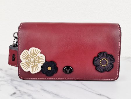 Coach 1941 Dinky Crossbody Bag in Burgundy Smooth Leather With Coach Create Customized Tea Roses - Coach 38185 Online now