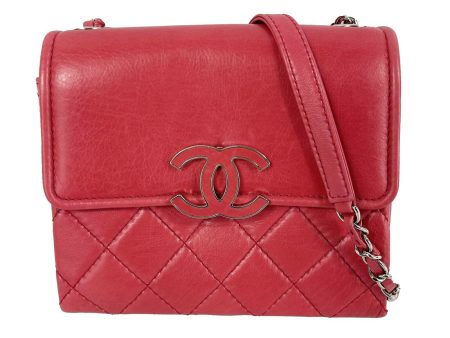 CHANEL - Mini Square Flap Quilted Lambskin Shoulder Crossbody - Pink   Silver Online Sale