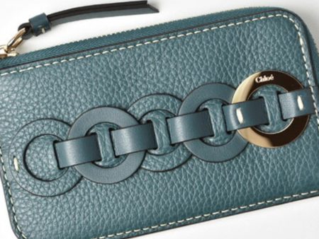 CHLOE  coin case card wallet pouch DARRYL Daryl STEEL BLUE steel blue on Sale