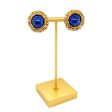 CHANEL - 93A Woven Chain Lapis Lazuli Cabochon Button Earrings Gold   Blue For Discount