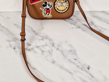 Disney x Coach Mickey Mouse Camera Bag in Smooth Brown Leather with Patches - Crossbody Bag Coach F59532 Cheap