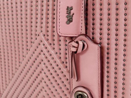 Coach 1941 Rogue 25 in Dusty Rose Pink Quilted Studded Chevron Nappa Leather - Shoulder Bag Handbag - Coach 22797 For Sale