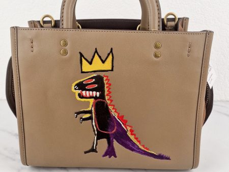 Coach x Jean-Michel Basquiat Rogue 25 Pez Dispenser Dinosaur Bag in Elm Leather & Suede - Handbag Crosbody Shoulder Bag in Taupe Beechwood Coach 6889 Online Hot Sale