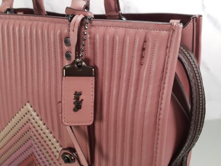 Coach 1941 Rogue 31 Dusty Rose Pink With Quilting & Rivets Ombre Chevrons Bag Online Hot Sale