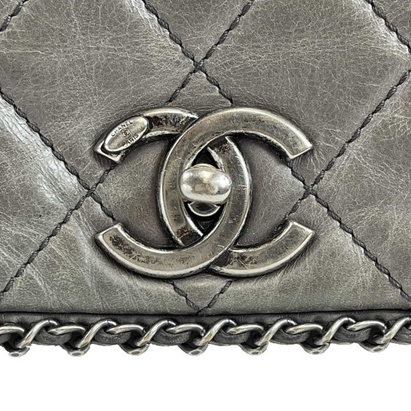 CHANEL - Calfskin Quilted Large CC Enchained Accordion - Gray Shoulder Bag For Discount