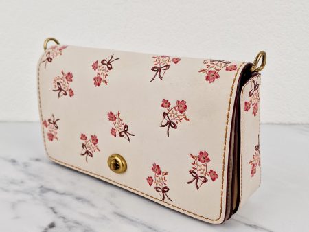 Coach 1941 Dinky Crossbody Bag in Chalk Smooth Leather With Floral Bow Pink Flowers - Coach 28433 Cheap