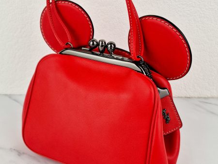 Coach x Disney x Keith Haring Mickey Mouse Ears Bag in Red Smooth Leather With Kisslock & Chain Strap LIMITED EDITION - Handbag Coach 37980 Hot on Sale