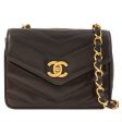 Chanel Around 1995 Made Chevron Stitch V Flap Turn-Lock Chain Bag Black Online