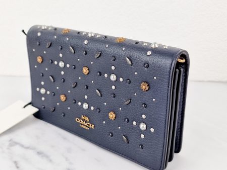 Callie Foldover Clutch With Prairie Rivets Midnight Navy Blue - Coach 31731 Online