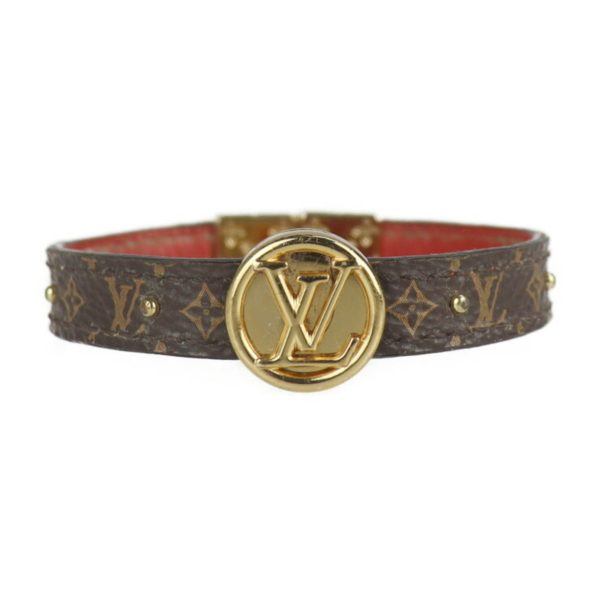 Louis Vuitton Brasserie LV Circle Reversible Bracelet M6268 Monogram Canvas Leather Brown Rouge Online Hot Sale