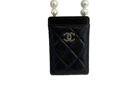 CHANEL - CC Card Holder With Pearl Chain Shoulder Strap Online now