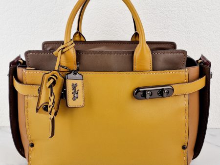 Coach 1941 Double Swagger Flax Yellow Handbag C Chain Strap Leather Bag - Coach 25831 Online Hot Sale