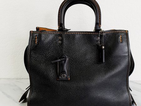 Coach 1941 Rogue 31 Bag in Black Pebble Leather with Honey Suede Classic Handbag - Coach 38124 Hot on Sale