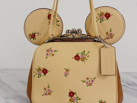 Disney X Coach Minnie Ears Bag With Kisslock in Yellow Floral Bow Smooth Leather - LIMITED EDITION - Coach F29351 Sale