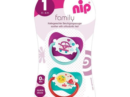 Nip-Family  Silicone Soother 0-6M Pack of 2 Supply