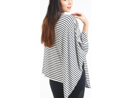 UberMums BlackWhite Skinny Stripe Nursing Poncho - Modal Spandex Fashion