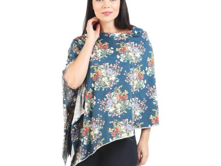 UberMums Iris Blue Floral Nursing Poncho - Modal Spandex Cheap