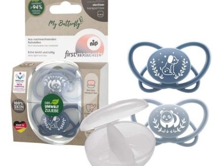 Nip - Butterfly Soother With Sterilizer Box 5-18M - Blue - 2 pcs For Discount